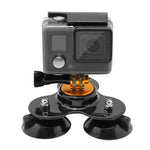 Suporte de Ventosa Direcional Triangular com Montagem para Tripé + Parafuso de Punho para GoPro, Insta360, DJI e Outras Câmaras de Ação