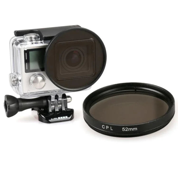 Filtro CPL Redondo de 52mm para GoPro HERO 4 / 3+, Câmaras Desportivas Xiaoyi e Outras Câmaras Desportivas com Caixa Subaquática, Filtro CPL