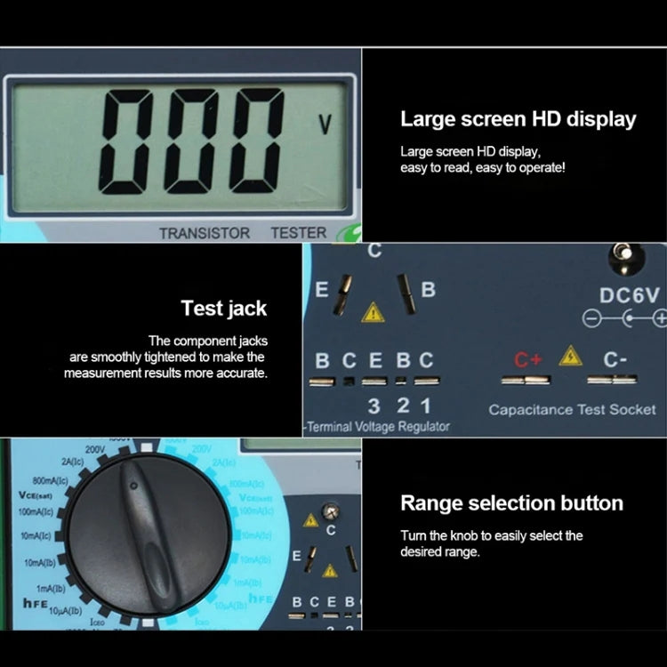 Testador Profissional de Parâmetros de Transístor LCD Digital DY294 de 2,7 polegadas (4*AA)