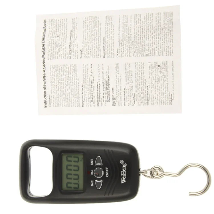 Balança Eletrónica de Viagem para Bagagem com Gancho LCD 50kg x 10g (WH-A17), WH-A17