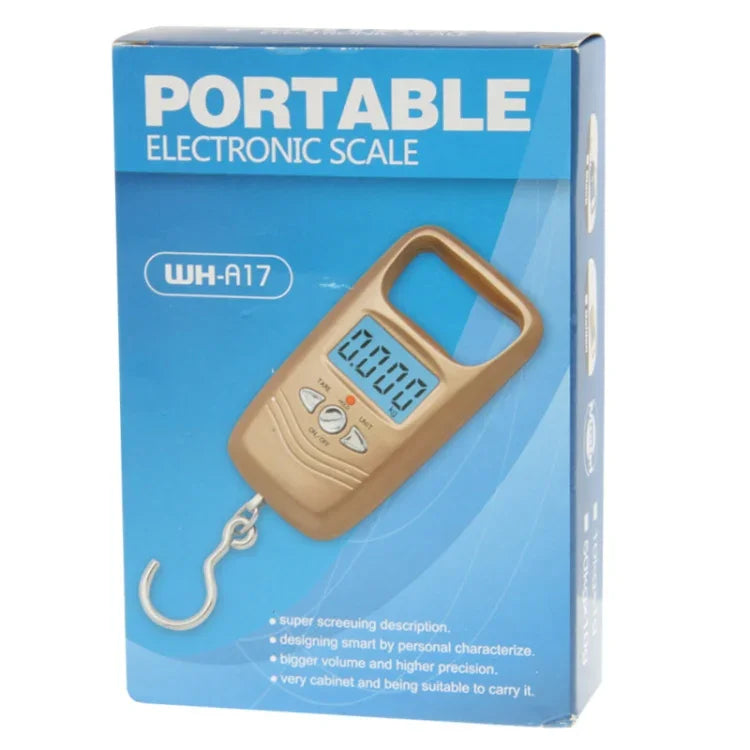 Balança Eletrónica de Viagem para Bagagem com Gancho LCD 50kg x 10g (WH-A17), WH-A17