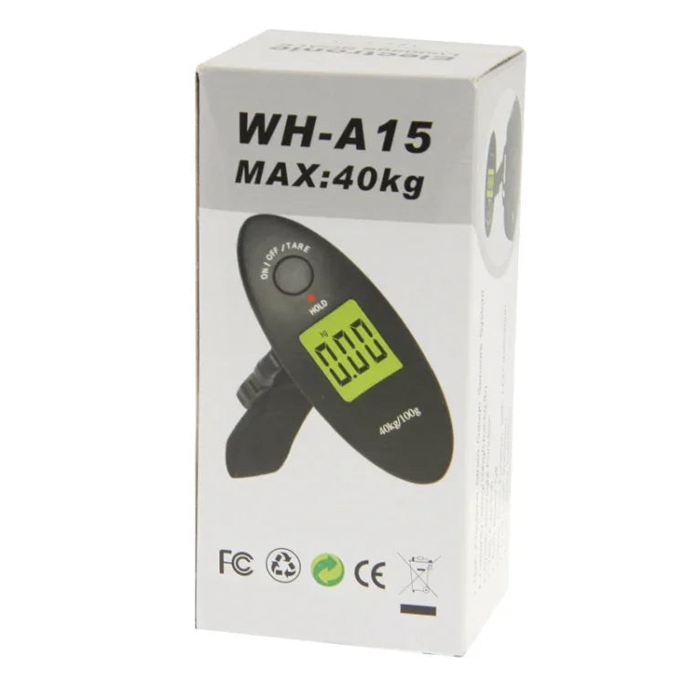 Balança Eletrónica de Viagem para Bagagem com Gancho LCD 40kg x 100g (WH-A15), WH-A15