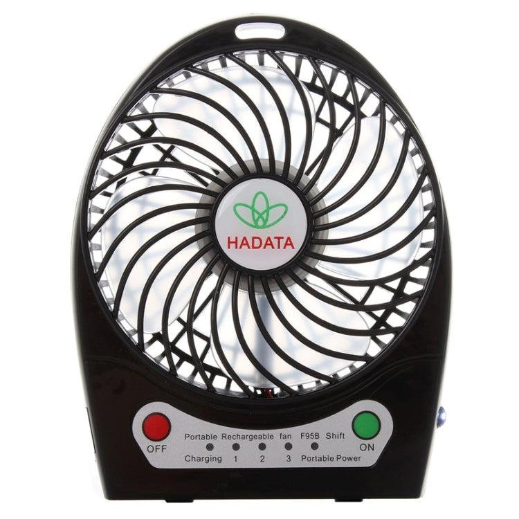 Ventoinha portátil Hadata de 4,3 polegadas alimentada por USB / bateria Li-ion recarregável com ajuste de terceira velocidade do vento e clipe