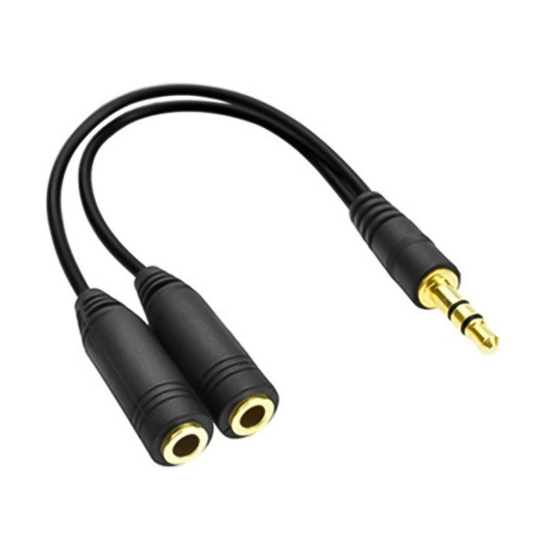Adaptador divisor de auscultadores com ficha macho de 3,5mm para duas fichas fêmeas de 3,5mm, comprimento: aproximadamente 25cm, ficha macho de 3,5mm para 2 x fichas fêmeas de 3,5mm
