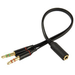 Cabo Adaptador de Áudio Jack 3.5mm Macho para 3.5mm Fêmea, Comprimento Total: 13cm, Preto