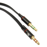 Cabo Adaptador de Áudio Jack 3.5mm Macho para 3.5mm Fêmea, Comprimento Total: 13cm, Preto