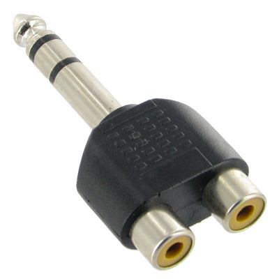 Adaptador de Jack de Auscultadores Estéreo Macho 6.35mm para 2 RCA, 6.35mm para 2 RCA Fêmea