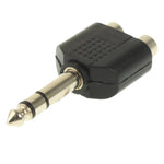 Adaptador de Jack de Auscultadores Estéreo Macho 6.35mm para 2 RCA, 6.35mm para 2 RCA Fêmea