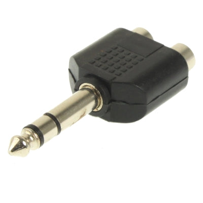 Adaptador de Jack de Auscultadores Estéreo Macho 6.35mm para 2 RCA, 6.35mm para 2 RCA Fêmea
