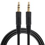 Cabo Auxiliar de Áudio Estéreo Macho 3.5mm para Macho 3.5mm 1m (Preto + Conector Banhado a Ouro), Comprimento: 1m Preto, (Banhado a Ouro)