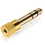 Adaptador de Tomada Jack Estéreo Macho 6.35mm para 3.5mm Banhado a Ouro, Macho 6.35 para Fêmea 3.5mm