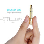 Adaptador de Tomada Jack Estéreo Macho 6.35mm para 3.5mm Banhado a Ouro, Macho 6.35 para Fêmea 3.5mm
