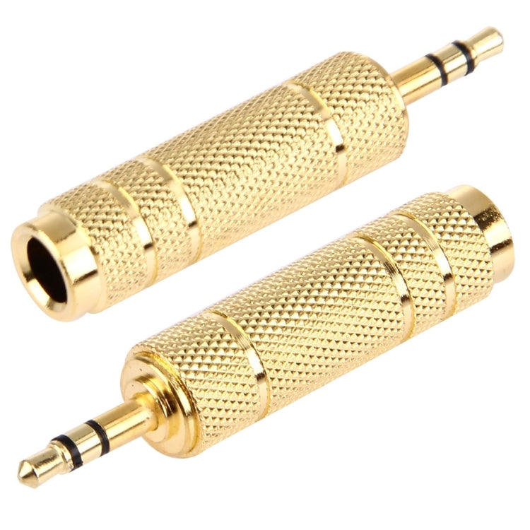 Adaptador de Tomada Jack Estéreo Macho 3.5mm para 6.35mm Banhado a Ouro, Macho 3.5mm para Fêmea 6.35