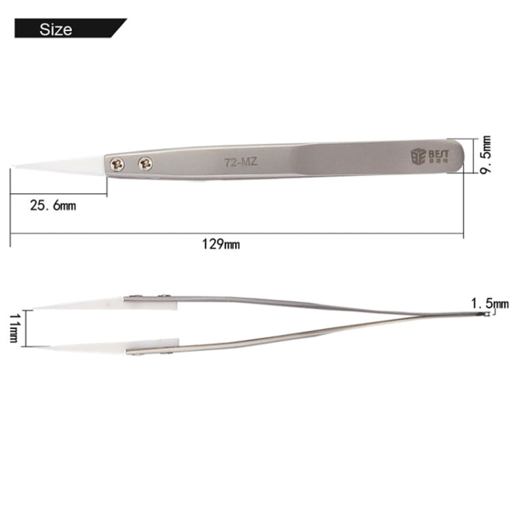 Pinças BEST BST-72-MZ 302 em Aço Inoxidável com Ponta Cerâmica de Alta Resistência a Temperatura, BST-72-MZ