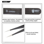 Pinças Anti-estáticas de Ponta em Aço Inoxidável 202 BEST BST-200ESD, BST-200ESD