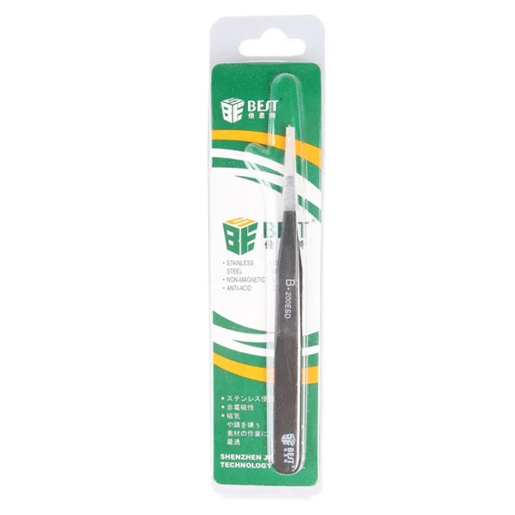 Pinças Anti-estáticas de Ponta em Aço Inoxidável 202 BEST BST-200ESD, BST-200ESD
