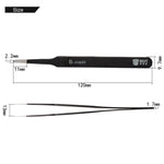 Pinças BEST BST-203ESD 202 em Aço Inoxidável com Ponta Antiestática, BST-203ESD