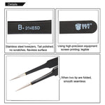 Pinças BEST BST-204ESD 202 em Aço Inoxidável com Ponta Antiestática, BST-204ESD