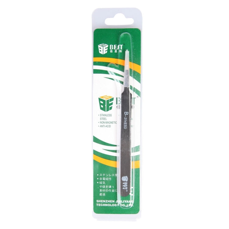Pinças BEST BST-204ESD 202 em Aço Inoxidável com Ponta Antiestática, BST-204ESD