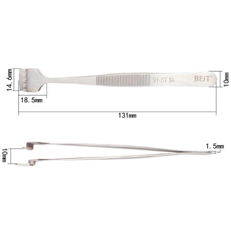 Pinças BEST BST-91-5T SA Profissionais em Aço Inoxidável para Pastilhas de Silício, BST-91-5T