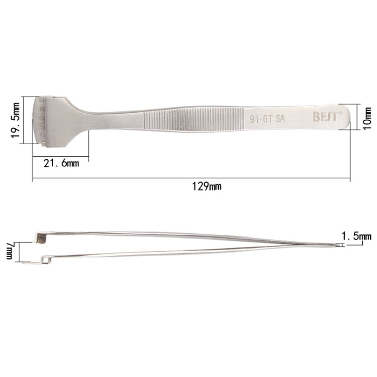 Pinças BEST BST-91-6T SA Profissionais em Aço Inoxidável para Pastilhas de Silício, BST-91-6T