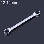 Chave de Catraca Profissional de Dupla Cabeça 12-14mm, Comprimento: 16,6cm, 12-13mm