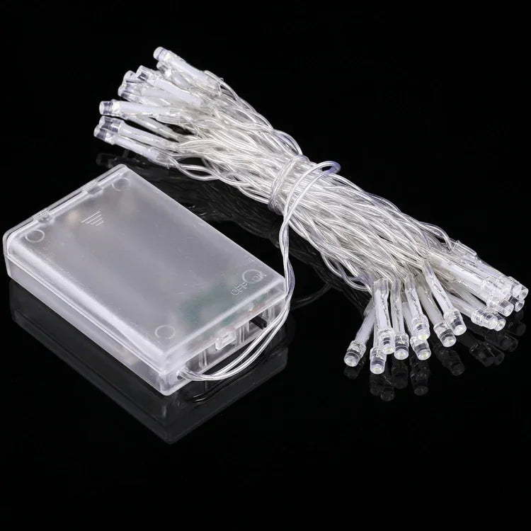 Para Festa de Natal, 20 LED Flash de 2 Modos, Alimentado a Pilhas, Luz Branca Quente 2m, Luz Branca 2m