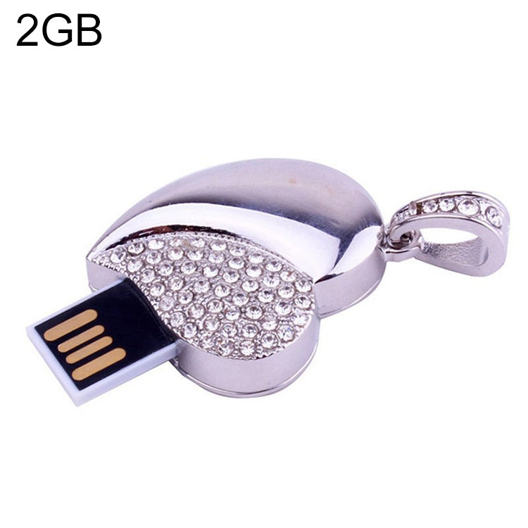 Pen USB em Forma de Coração com Diamante Prateado, Especial para Presentes do Dia dos Namorados, 2GB, 4GB, 8GB, 16GB, 32GB