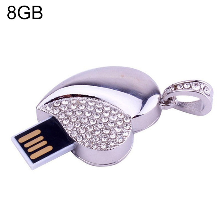 Pen USB em Forma de Coração com Diamante Prateado, Especial para Presentes do Dia dos Namorados, 2GB, 4GB, 8GB, 16GB, 32GB