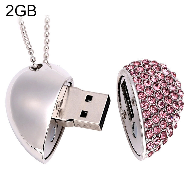 Pen Drive USB em Forma de Coração com Diamante, Especial para Presentes do Dia dos Namorados, 2GB, 4GB, 8GB, 16GB