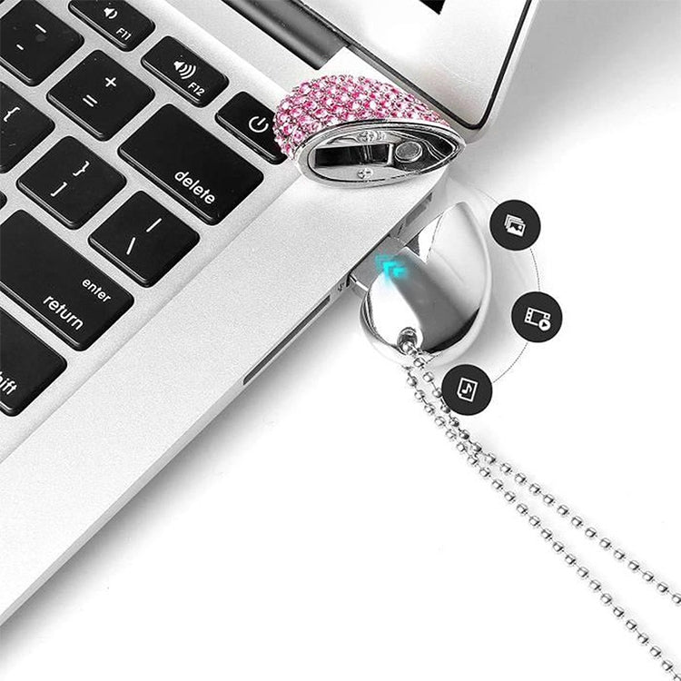 Pen Drive USB em Forma de Coração com Diamante, Especial para Presentes do Dia dos Namorados, 2GB, 4GB, 8GB, 16GB