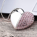 Pen Drive USB em Forma de Coração com Diamante, Especial para Presentes do Dia dos Namorados, 2GB, 4GB, 8GB, 16GB