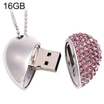 Pen Drive USB em Forma de Coração com Diamante, Especial para Presentes do Dia dos Namorados, 2GB, 4GB, 8GB, 16GB