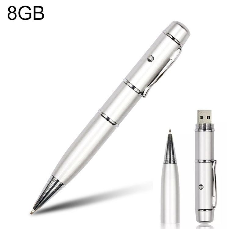 Pen USB 3 em 1 Estilo Caneta Laser, Prateado (8GB), 8GB (Prateado)