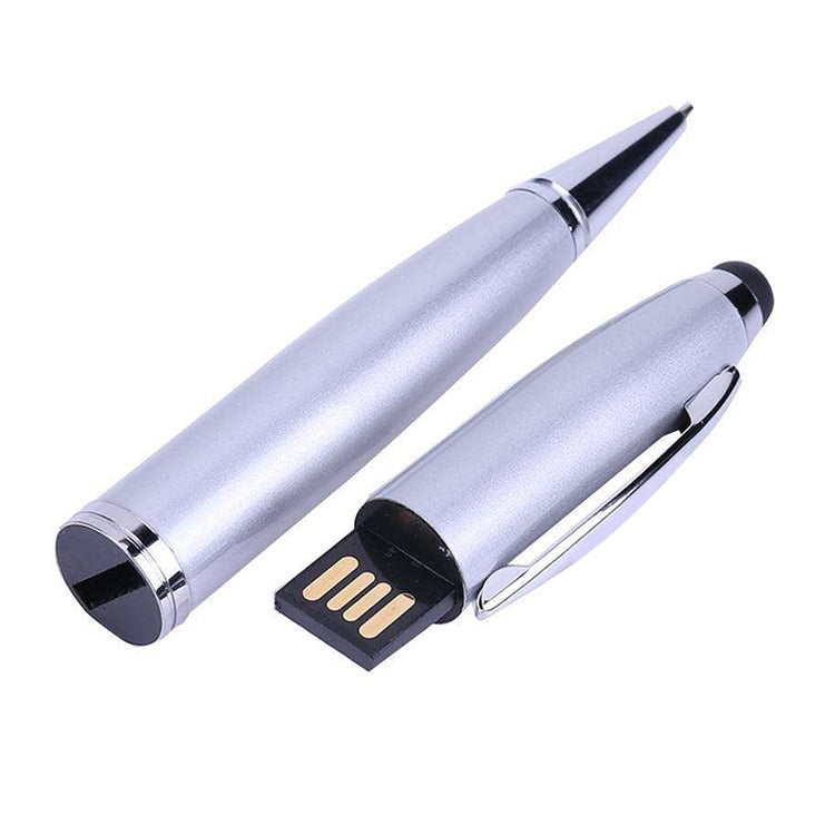 Pen Drive USB 2 em 1 Estilo Caneta, Preto, 2GB (Prateado), 4GB (Prateado), 8GB (Prateado), 16GB (Prateado), 32GB (Prateado), 2GB (Preto), 4GB (Preto), 8GB (Preto), 16GB (Preto), 32GB (Preto)
