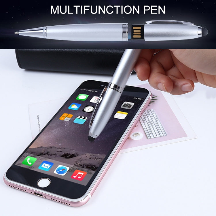 Pen Drive USB 2 em 1 Estilo Caneta, Preto, 2GB (Prateado), 4GB (Prateado), 8GB (Prateado), 16GB (Prateado), 32GB (Prateado), 2GB (Preto), 4GB (Preto), 8GB (Preto), 16GB (Preto), 32GB (Preto)