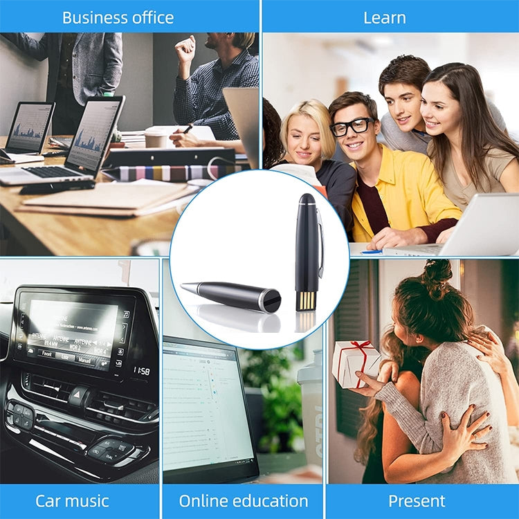 Pen Drive USB 2 em 1 Estilo Caneta, Preto, 2GB (Prateado), 4GB (Prateado), 8GB (Prateado), 16GB (Prateado), 32GB (Prateado), 2GB (Preto), 4GB (Preto), 8GB (Preto), 16GB (Preto), 32GB (Preto)