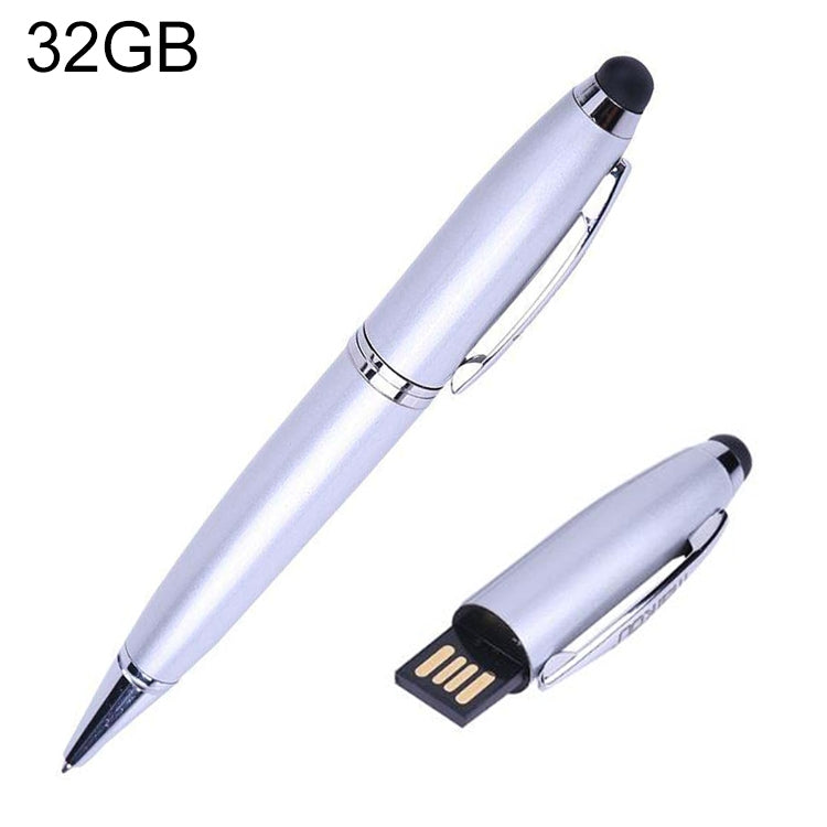 Pen Drive USB 2 em 1 Estilo Caneta, Preto, 2GB (Prateado), 4GB (Prateado), 8GB (Prateado), 16GB (Prateado), 32GB (Prateado), 2GB (Preto), 4GB (Preto), 8GB (Preto), 16GB (Preto), 32GB (Preto)