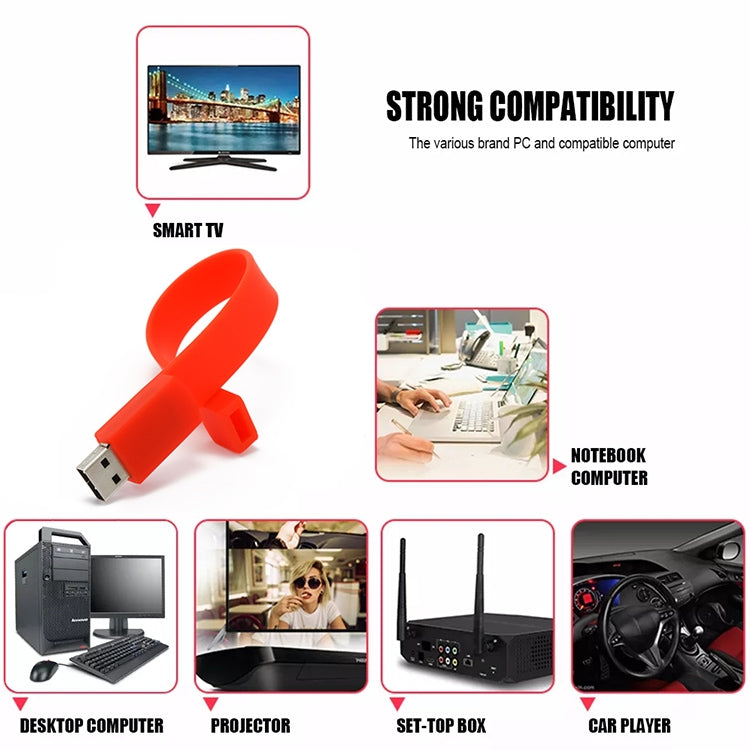 Pen Drive USB 2.0 Pulseiras de Silicone 16GB, 16GB