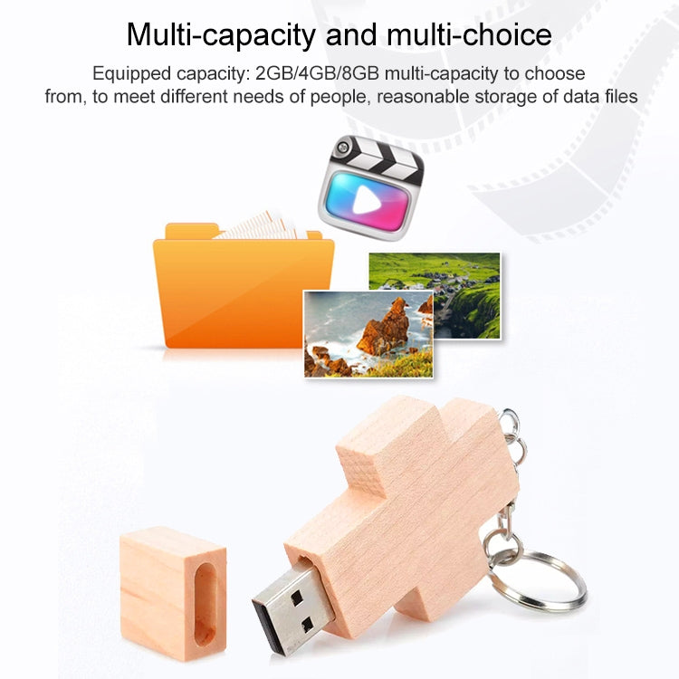 Pen Drive USB Estilo Cruz de Madeira 8 GB, 2GB, 4GB, 8GB