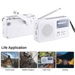 Lanterna LED portátil multifunções com energia solar / dínamo manual, rádio AM/FM e carregador para telemóvel, RD369