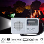 Lanterna LED portátil multifunções com energia solar / dínamo manual, rádio AM/FM e carregador para telemóvel, RD369
