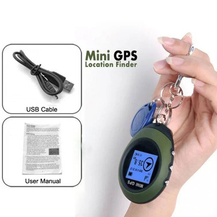 Localizador GPS Mini Portátil de Mão com USB Recarregável para Viagens ao Ar Livre (Verde), Localizador de Chaveiro