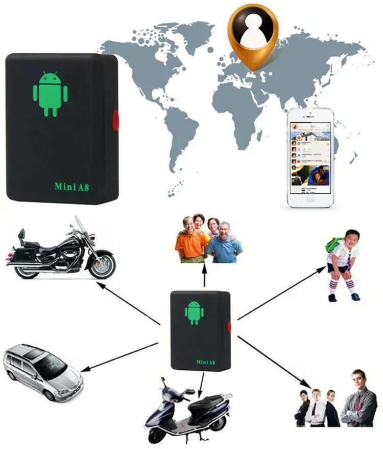 Localizador Global GSM/GPRS Mini A8 TRACKER em Tempo Real 4 Bandas para Uso Pessoal