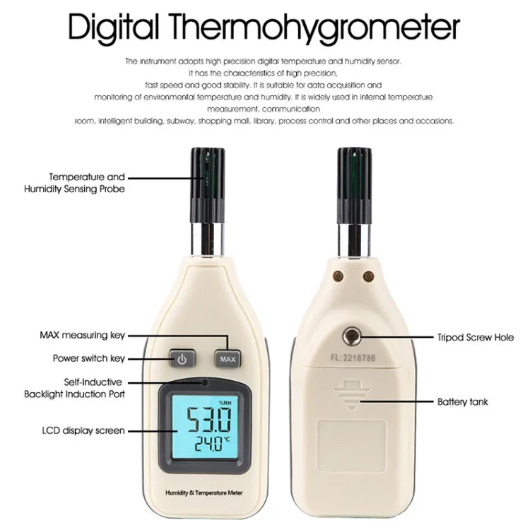 BENETECH GM1362 Medidor Digital de Humidade e Temperatura com Ecrã de 1,45 Polegadas, GM1362