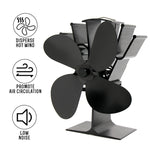 Ventoinha de fogão ecológica YL603 em liga de alumínio alimentada por calor com 4 lâminas para fogões a lenha / gás / pellets