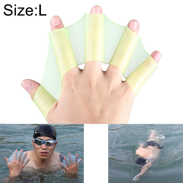 Luvas de Treino com Barbatanas de Mão em Silicone para Natação, L, Tamanho: L Verde, Tamanho: L Azul
