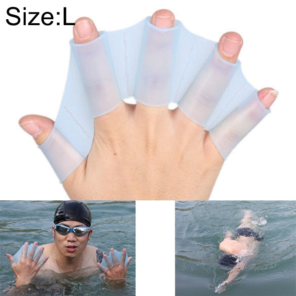 Luvas de Treino com Barbatanas de Mão em Silicone para Natação, L, Tamanho: L Verde, Tamanho: L Azul