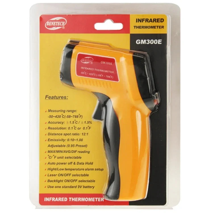 BENETECH GM300E Termómetro Infravermelho Digital com Ponto Laser, Intervalo de Temperatura: -50-420 Graus Celsius, GM300E