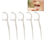 50 PCS Palitos Dentais com Fio Tipo Largo Fio Dental ABS, 50 PCS